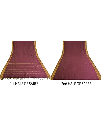 Sanskriti Vintage Purple Sarees Art Silk Woven Ilkal Rare Premium Sari Fabric, PS-61495-Purple-Woven Work-Art Silk-6