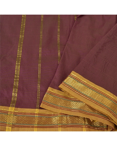 Sanskriti Vintage Purple Sarees Art Silk Woven Ilkal Rare Premium Sari Fabric, PS-61495-Purple-Woven Work-Art Silk-10