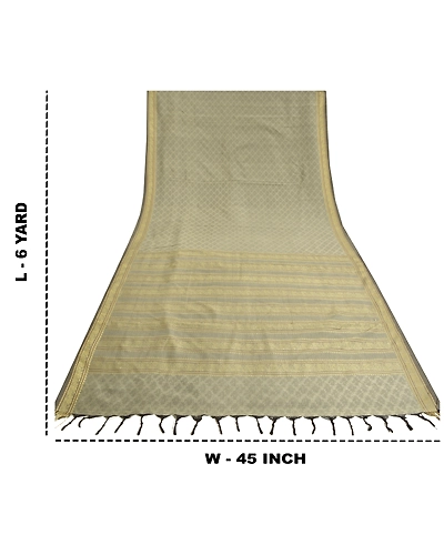 Sanskriti Vintage Grey Indian Sarees Art Silk Woven Premium Sari Craft Fabric, PS-61508-Grey-Woven Work-Art Silk-1