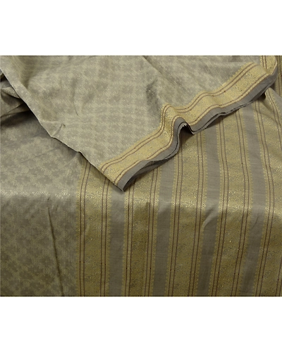 Sanskriti Vintage Grey Indian Sarees Art Silk Woven Premium Sari Craft Fabric, PS-61508-Grey-Woven Work-Art Silk-2