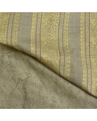 Sanskriti Vintage Grey Indian Sarees Art Silk Woven Premium Sari Craft Fabric, PS-61508-Grey-Woven Work-Art Silk-3