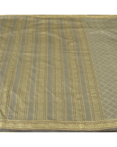 Sanskriti Vintage Grey Indian Sarees Art Silk Woven Premium Sari Craft Fabric, PS-61508-Grey-Woven Work-Art Silk-4