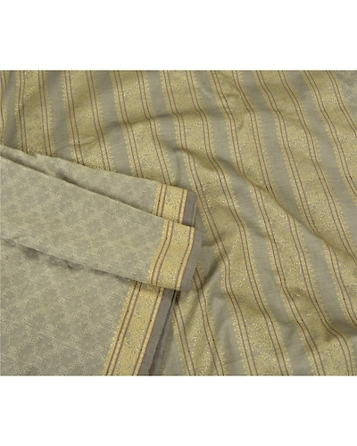 Sanskriti Vintage Grey Indian Sarees Art Silk Woven Premium Sari Craft Fabric, PS-61508-Grey-Woven Work-Art Silk-8