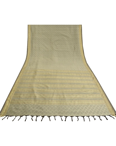 Sanskriti Vintage Grey Indian Sarees Art Silk Woven Premium Sari Craft Fabric, PS-61508-Grey-Woven Work-Art Silk-9