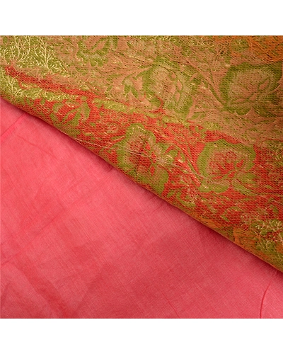 Sanskriti Vintage Pink Sarees Pure Silk Embroidered Woven Premium Sari Fabric, PS-61568-Pink &amp; Peach-Woven Work-Pure Silk-3
