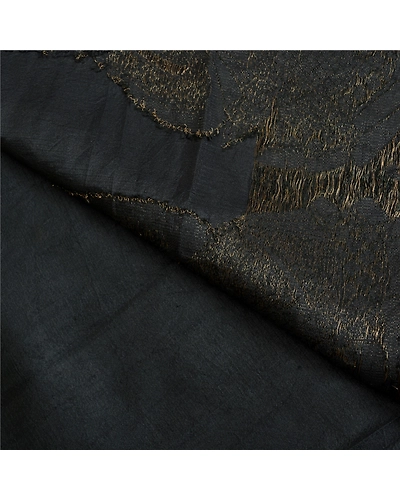 Sanskriti Vintage Black Sarees 100% Pure Silk Woven Zari Premium Sari Fabric, PS-61573-Black-Zari Work-Pure Silk-3