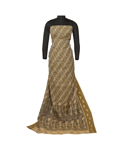 Sanskriti Vintage Cream Sarees Cotton Kota Doria Handwoven Jamdani Sari Fabric, PS-61641-Cream-Woven Work-Cotton-7