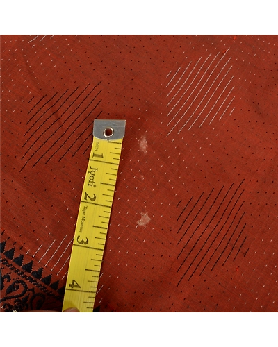 Sanskriti Vintage Orange Sarees Blend Cotton Woven Premium Sari Craft Fabric, PS-61675-Orange &amp; Black-Woven Work-Blend Cotton-12