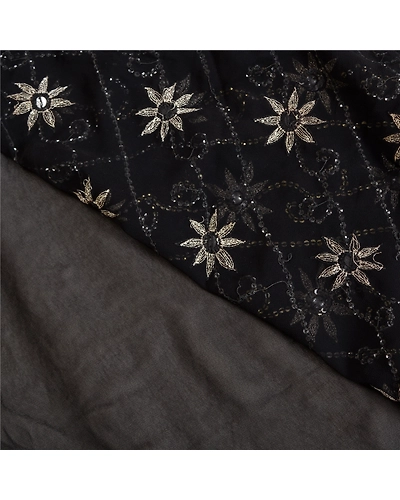 Sanskriti Vintage Black Indian Sarees Georgette Hand Beaded Cultural Sari Fabric, PS-61682-Black-Sequins Work-Georgette-3