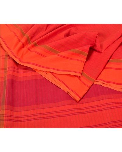 Sanskriti Vintage Orange Indian Sarees Cotton Silk Woven Premium Sari Fabric, PS-61707-Orange-Woven Work-Cotton Silk-2