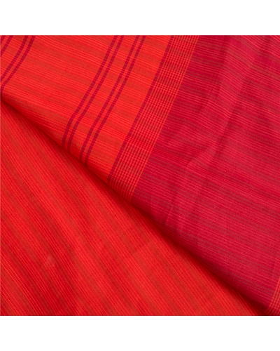 Sanskriti Vintage Orange Indian Sarees Cotton Silk Woven Premium Sari Fabric, PS-61707-Orange-Woven Work-Cotton Silk-3