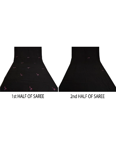 Sanskriti Vintage Black Bollywood Sarees Pure Georgette Silk Beaded Sari Fabric, PS-61738-Black-Sequins Work-Pure Georgette Silk-6