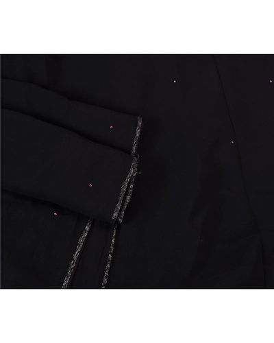 Sanskriti Vintage Black Bollywood Sarees Pure Georgette Silk Beaded Sari Fabric, PS-61738-Black-Sequins Work-Pure Georgette Silk-9