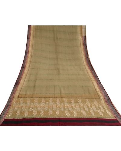 Sanskriti Vintage Olive Green Sarees Pure Georgette Silk Embroidered Sari Fabric, PS-61739-Shade Of Olive Green-Thread Work-Pure Georgette Silk-10