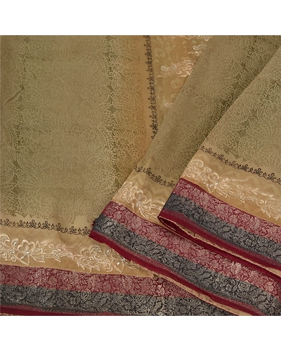 Sanskriti Vintage Olive Green Sarees Pure Georgette Silk Embroidered Sari Fabric, PS-61739-Shade Of Olive Green-Thread Work-Pure Georgette Silk-11