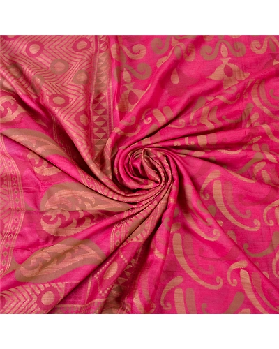 Sanskriti Vintage Pink Indian Sarees 100% Pure Silk Woven Sari Craft 5 Yd Fabric, PS-61756-Pink-Woven Work-Pure Silk-8