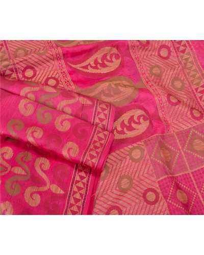 Sanskriti Vintage Pink Indian Sarees 100% Pure Silk Woven Sari Craft 5 Yd Fabric, PS-61756-Pink-Woven Work-Pure Silk-9