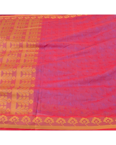 Sanskriti Vintage Purple Indian Sarees Cotton Silk Woven Sari Craft 5 Yd Fabric, PS-61794-Purple-Woven Work-Cotton Silk-4