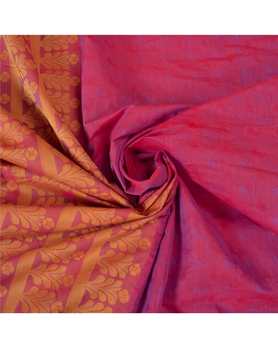 Sanskriti Vintage Purple Indian Sarees Cotton Silk Woven Sari Craft 5 Yd Fabric, PS-61794-Purple-Woven Work-Cotton Silk-8