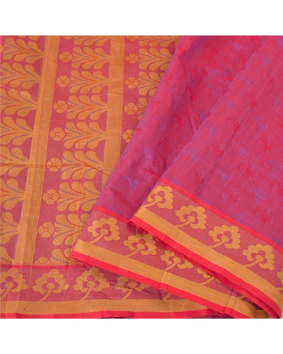 Sanskriti Vintage Purple Indian Sarees Cotton Silk Woven Sari Craft 5 Yd Fabric, PS-61794-Purple-Woven Work-Cotton Silk-11