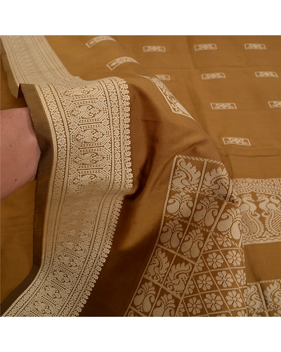 Sanskriti Vintage Heena Green Sarees Art Silk Woven Baluchari Indian Sari Fabric, PS-61818-Heena Green-Woven Work-Art Silk-5