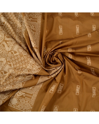 Sanskriti Vintage Heena Green Sarees Art Silk Woven Baluchari Indian Sari Fabric, PS-61818-Heena Green-Woven Work-Art Silk-7