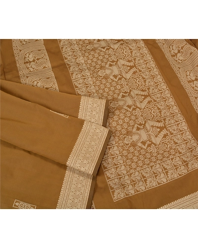 Sanskriti Vintage Heena Green Sarees Art Silk Woven Baluchari Indian Sari Fabric, PS-61818-Heena Green-Woven Work-Art Silk-8