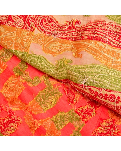 Sanskriti Vintage Peach Sarees Pure Silk Hand Beaded Woven Ethnic Sari Fabric, PS-61854-Peach-Woven Work-Pure Silk-3