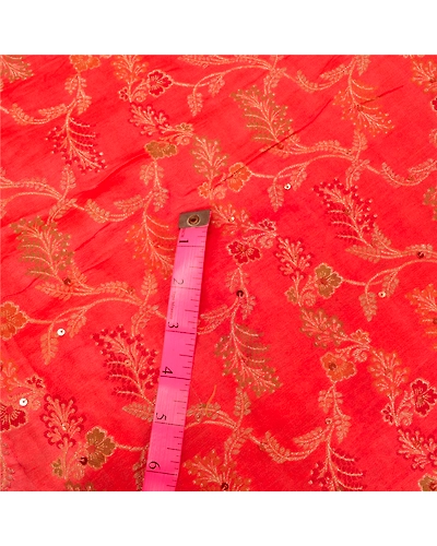 Sanskriti Vintage Peach Sarees Pure Silk Hand Beaded Woven Ethnic Sari Fabric, PS-61854-Peach-Woven Work-Pure Silk-11