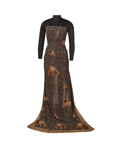 Sanskriti Vintage Black Indian Sarees Georgette Hand Beaded Premium Sari Fabric, PS-61886-Black-Dori Work-Georgette-7
