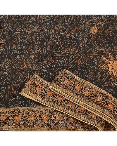 Sanskriti Vintage Black Indian Sarees Georgette Hand Beaded Premium Sari Fabric, PS-61886-Black-Dori Work-Georgette-11