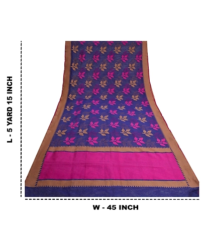 Sanskriti Vintage Blue Indian Sarees Art Silk Hand-Woven Premium Sari Fabric, PS-61896-Blue-Woven Work-Art Silk-1