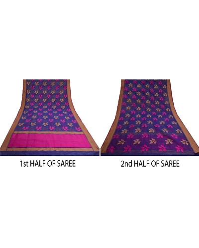 Sanskriti Vintage Blue Indian Sarees Art Silk Hand-Woven Premium Sari Fabric, PS-61896-Blue-Woven Work-Art Silk-6