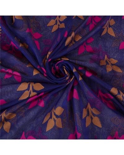 Sanskriti Vintage Blue Indian Sarees Art Silk Hand-Woven Premium Sari Fabric, PS-61896-Blue-Woven Work-Art Silk-7