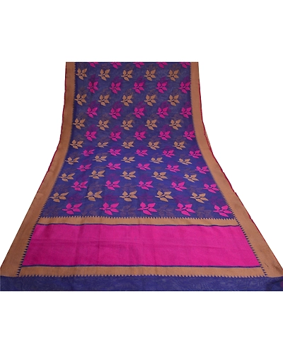 Sanskriti Vintage Blue Indian Sarees Art Silk Hand-Woven Premium Sari Fabric, PS-61896-Blue-Woven Work-Art Silk-9