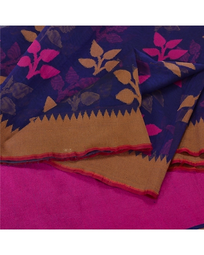Sanskriti Vintage Blue Indian Sarees Art Silk Hand-Woven Premium Sari Fabric, PS-61896-Blue-Woven Work-Art Silk-10