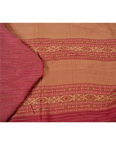 Sanskriti Vintage Pink Sarees 100% Pure Silk Woven Premium Sari Craft Fabric, PS-61956-Pink-Woven Work-Pure Silk-2