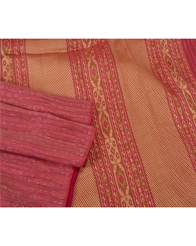 Sanskriti Vintage Pink Sarees 100% Pure Silk Woven Premium Sari Craft Fabric, PS-61956-Pink-Woven Work-Pure Silk-9