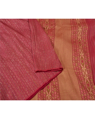 Sanskriti Vintage Pink Sarees 100% Pure Silk Woven Premium Sari Craft Fabric, PS-61956-Pink-Woven Work-Pure Silk-11