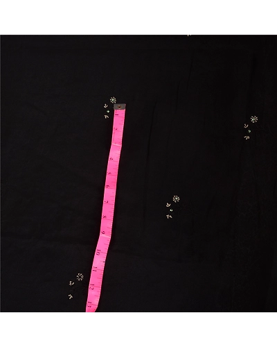 Sanskriti Vintage Black Sarees Pure Silk Hand Beaded Premium Sari Craft Fabric, PS-61980-Black-Zardozi Work-Pure Silk-12