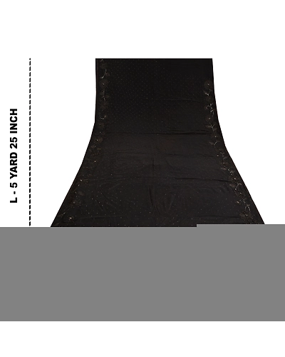 Sanskriti Vintage Black Sarees Pure Silk Hand Beaded Premium Sari Craft Fabric, PS-61985-Black-Sequins Work-Pure Silk-1