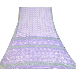 Sanskriti Vintage Purple Sarees Chiffon Floral Printed Sari Soft Sewing Fabric, PRG-9492