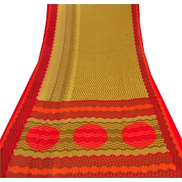Sanskriti Vintage Green Indian Sari Georgette Printed Sarees Craft 5 Yd Fabric, PRG-5905