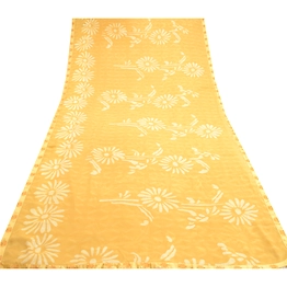 Sanskriti Vintage Fawn Sarees Poly Georgette Printed Sari 5Yd Decor Craft Fabric, PRG-10151