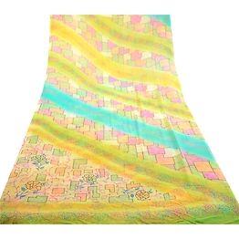 Sanskriti Vintage Multi Indian Sarees Georgette Printed Sari Soft Craft Fabric, PRG-10949