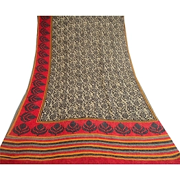 Sanskriti Vintage Black Pure Georgette Silk Sarees Print Sari Soft Craft Fabric, PRG-10729
