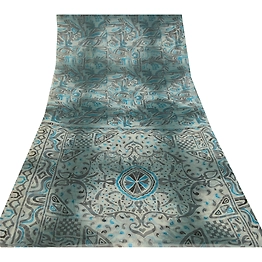 Sanskriti Vintage Gray Sarees Poly Chiffon Printed Sari 5Yd Floral Craft Fabric, PRG-11242