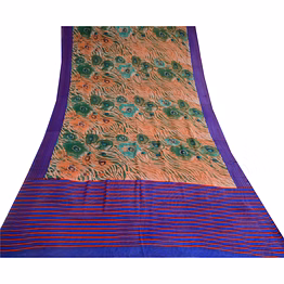 sanskriti vintage green sarees pure georgette silk printed sari 5yd craft fabric, prg-10597