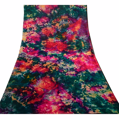 sanskriti vintage multi tie-dye sarees pure georgette silk sari 5yd craft fabric, prg-11161