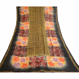 sanskriti vintage multi pure georgette silk sarees printed sari 5yd craft fabric, prg-10645